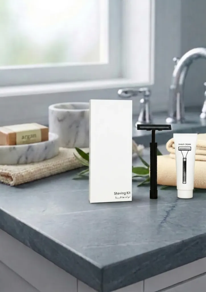Shaving Kit, Travel-Friendly Hotel Guest Room Amenity with Razor & 10g Shaving Cream in White Paper Box.