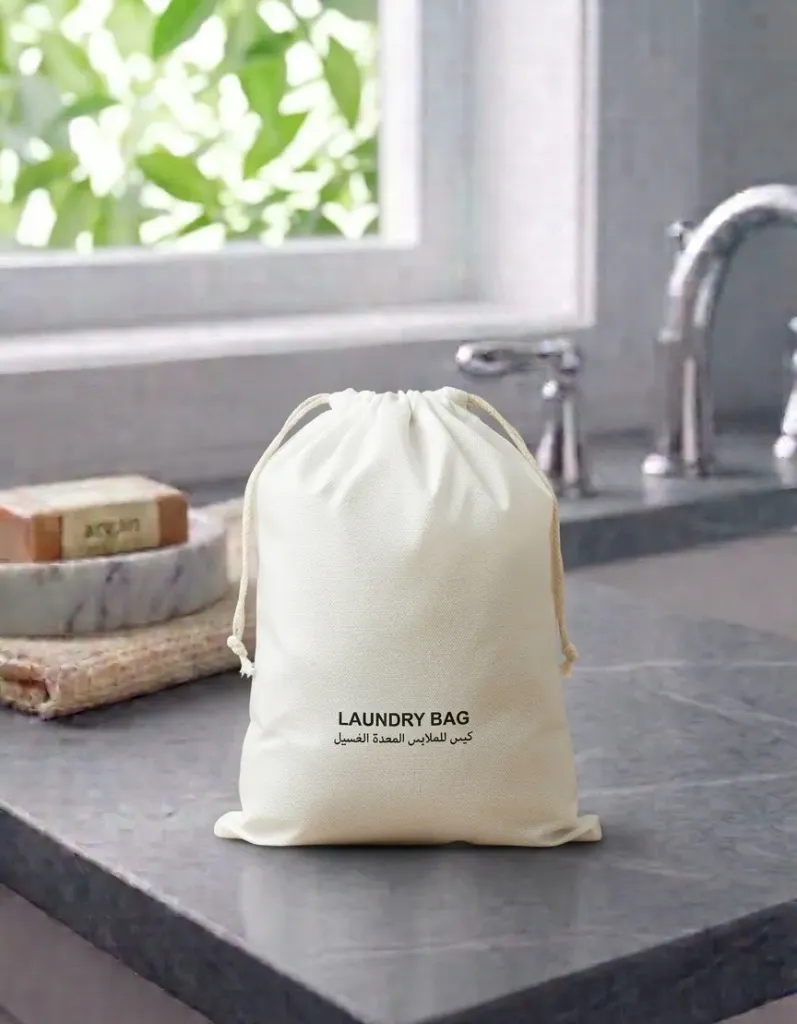 Drawstring Non-Woven Laundry Bag, White