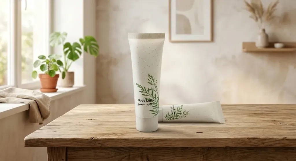 Eco-Friendly 30ml Body Lotion, Biodegradable Wheat Straw Tube, Matte Finish, Screw Cap, 3-Year Shelf Life.