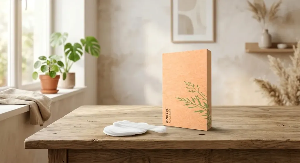 Eco-Friendly Vanity Kit, Premium Hotel Amenity & Travel Grooming Tool, Packaged in Kraft Paper Box.