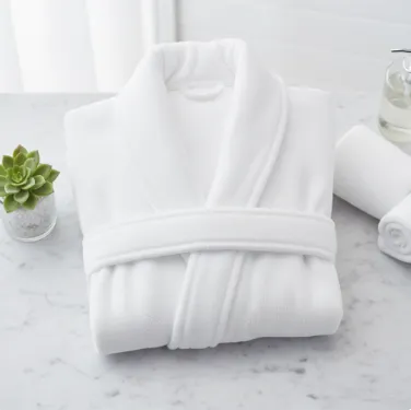 Terry Bathrobe with Shawl Collar and Pockets – 100% Cotton, 400 GSM, Soft and Comfortable