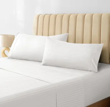Stripe 100% Cotton Flat Sheet – 0.5, 1, and 3 cm Elegant Stripes, 300 Thread Count,  Available in White and Multiple Sizes
