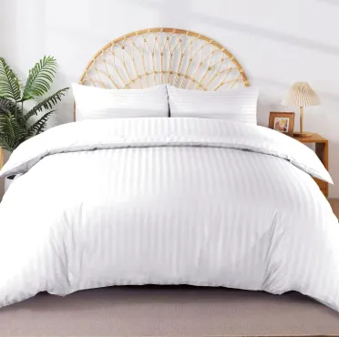 Stripe Polycotton Duvet Cover with Corner Slings – Featuring Elegant 0.5, 1 & 3 CM Stripes,  300 Thread Counts and a Range of Sizes for Your Perfect Fit.
