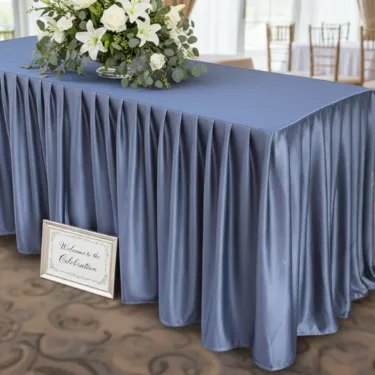 Single Box Pleated Table Skirtings - Available in Multiple Stylish Shades and Designs
