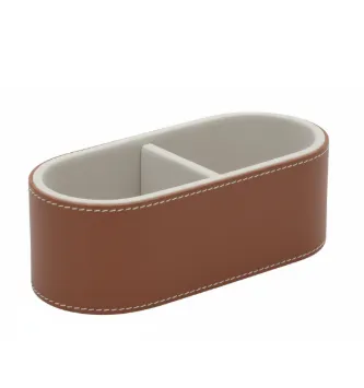 Leather Dual Compartment Storage Box