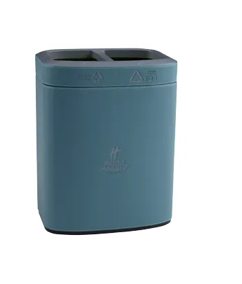 Leather Dual-Compartment Recycling Bin